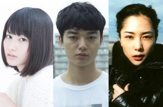 「寄生獣」俳優陣 左から橋本愛・染谷将太・深津絵里